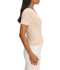 NIC + ZOE Textured Wave Stitch Scoop Neck Short Sleeve Tee
