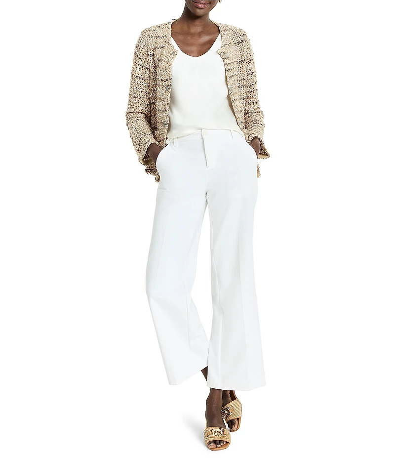 NIC + ZOE Tonal Mix Knit Round Neck Bracelet Sleeve Hook Front Jacket