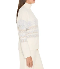 NIC + ZOE Trimmed Fringe Knit Turtleneck Long Sleeve Sweater