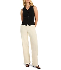 NIC + ZOE V-Neck Button Front Sleeveless Sweater Vest