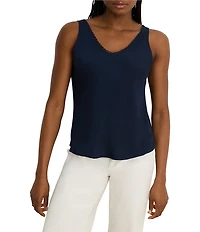 NIC + ZOE V-Neck Sleeveless Lace Trim Day Gloss Tank