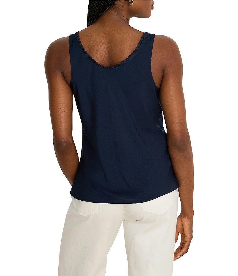NIC + ZOE V-Neck Sleeveless Lace Trim Day Gloss Tank