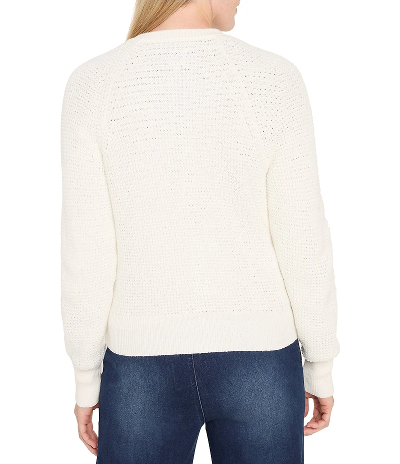 NIC + ZOE Waffle Knit Round Neck Long Sleeve Cardigan