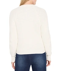NIC + ZOE Waffle Knit Round Neck Long Sleeve Cardigan