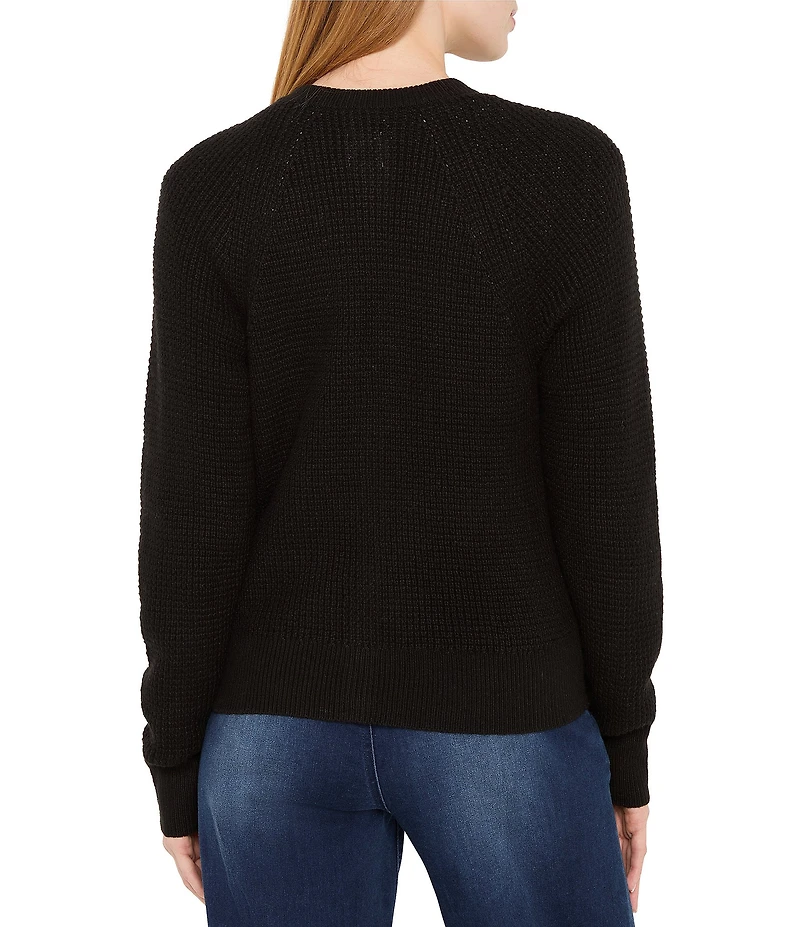 NIC + ZOE Waffle Knit Round Neck Long Sleeve Cardigan