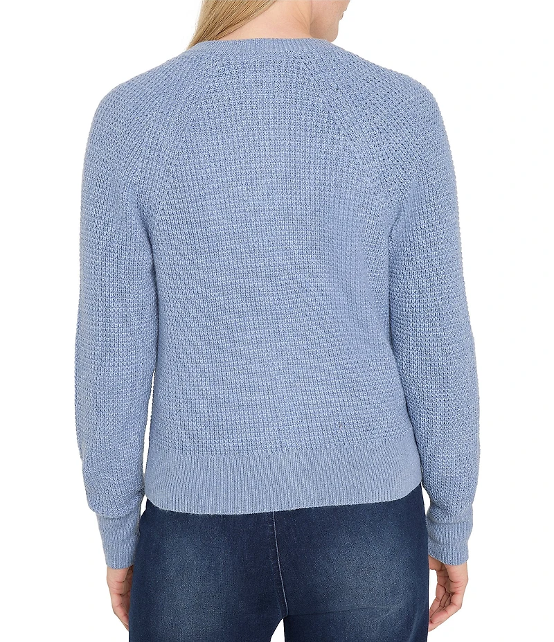 NIC + ZOE Waffle Knit Round Neck Long Sleeve Cardigan