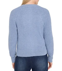 NIC + ZOE Waffle Knit Round Neck Long Sleeve Cardigan