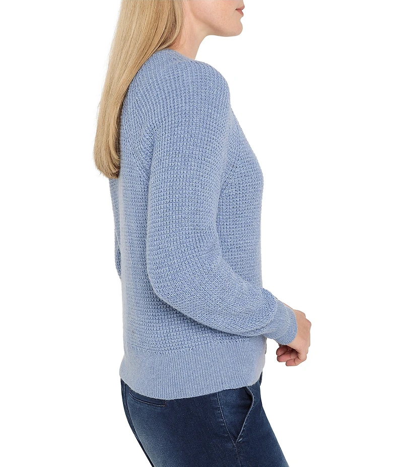 NIC + ZOE Waffle Knit Round Neck Long Sleeve Cardigan