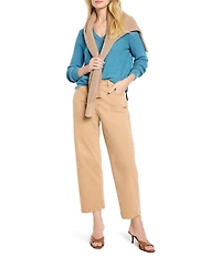 NIC + ZOE Waffle Stitch V-Neck Long Sleeve Sweater