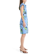 NIC + ZOE Water Lilies Camille Shirt Collar Cap Sleeve Dress