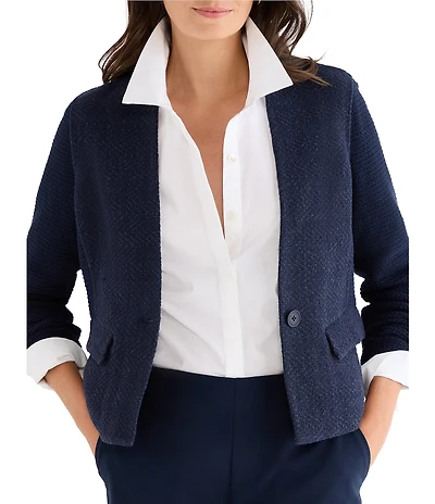 NIC + ZOE Weave Mix Shawl Collar Long Sleeve Button Front Jacket