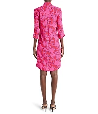 NIC + ZOE Woven Clashy Petals Print Ruffle V-Neck Elbow Sleeve Dress