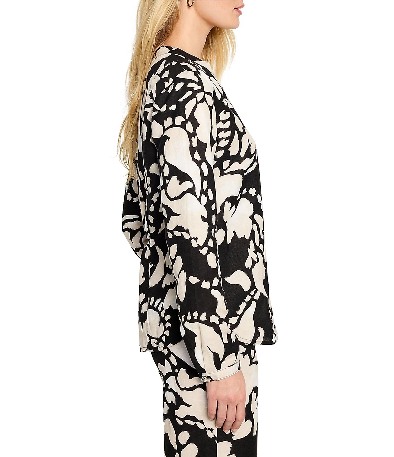 NIC + ZOE Woven Evening Petal V-Neck Long Sleeve Shirt