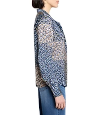 NIC + ZOE Woven Monogram Mix Banded V-Neck Long Sleeve Shirt