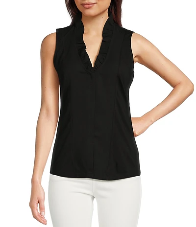 NIC + ZOE Woven Ruffled V-Neck Sleeveless Around Tank Top