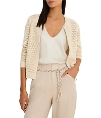 Nic + Zoe Zip-Front Long Sleeve Mesh Cardigan