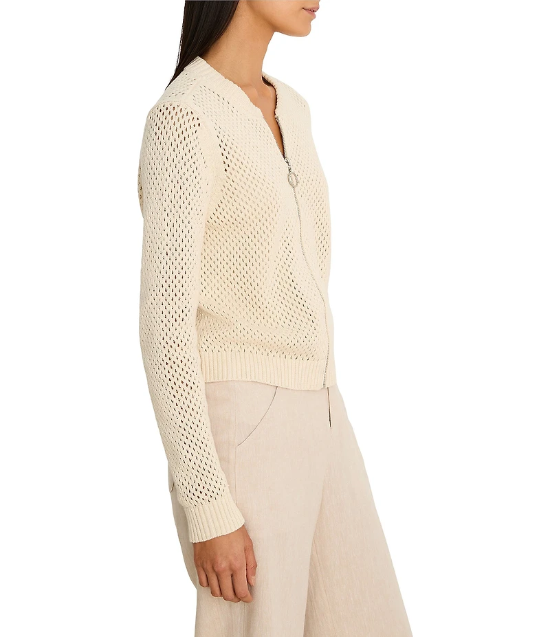 Nic + Zoe Zip-Front Long Sleeve Mesh Cardigan