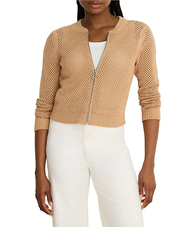 Nic + Zoe Zip-Front Long Sleeve Mesh Cardigan