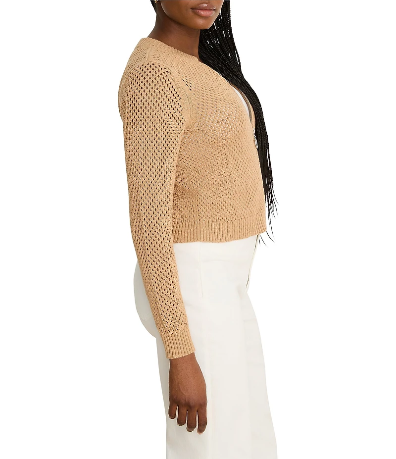 Nic + Zoe Zip-Front Long Sleeve Mesh Cardigan