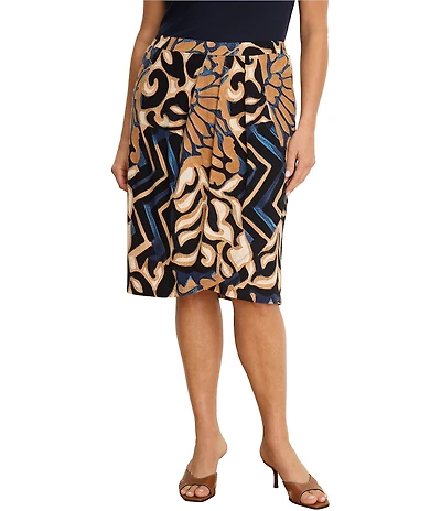 NIC+ Zoe Plus Size Coordinating Deco Bloom Faux Wrap Skirt