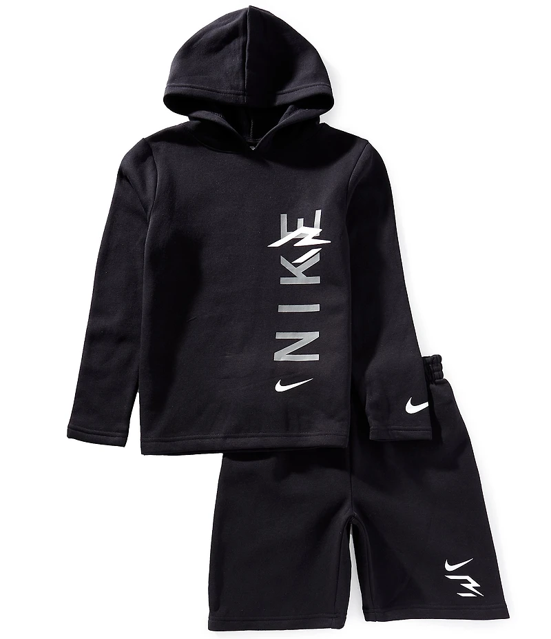 3BRAND by Russell Wilson Big Boys Long Sleeve Vertical-Logo Hoodie & Matching Shorts Set