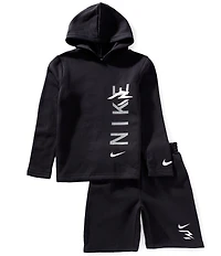 3BRAND by Russell Wilson Big Boys Long Sleeve Vertical-Logo Hoodie & Matching Shorts Set