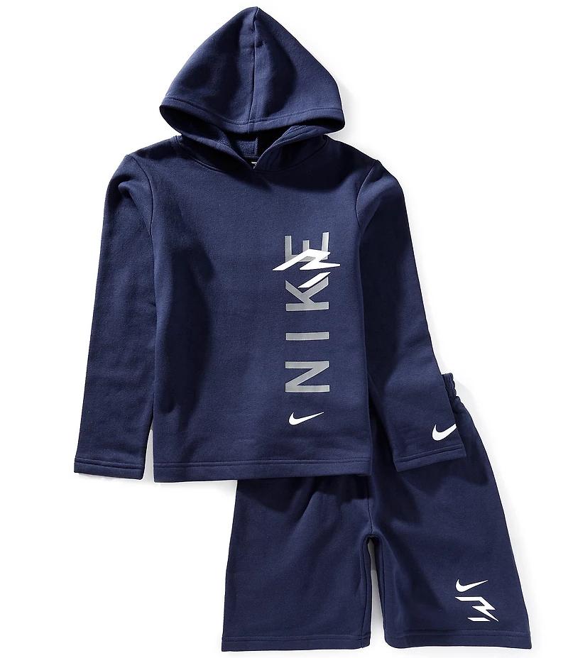 3BRAND by Russell Wilson Big Boys Long Sleeve Vertical-Logo Hoodie & Matching Shorts Set