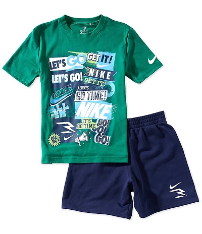 Nike 3BRAND by Russell Wilson Big Boys Short Sleeve Collage Tee & Shorts 2-Piece Set