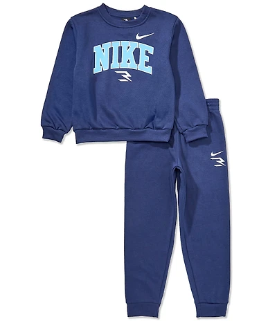 Nike 3BRAND by Russell Wilson Boys Long-Sleeve Arched Wordmark Fleece Sweatshirt & Matching Jogger Pants Set