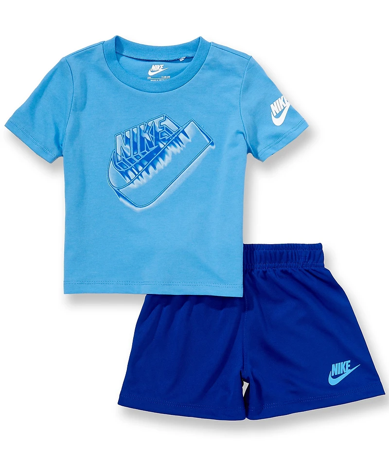 Nike Baby Boys Short Sleeve Block Swoosh And Shorts Set