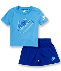 Nike Baby Boys Short Sleeve Block Swoosh And Shorts Set