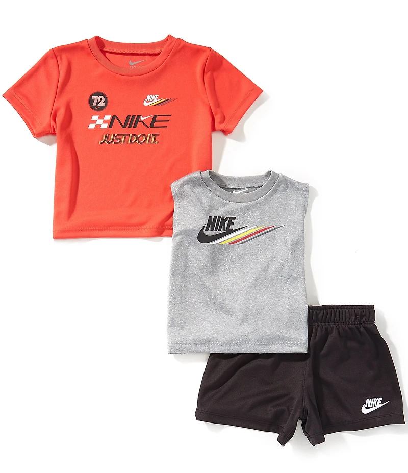 Nike Baby Boys Short Sleeve Ribbed Crewneck Victory Lap Tee & Tank & Shorts 3-Piece Set