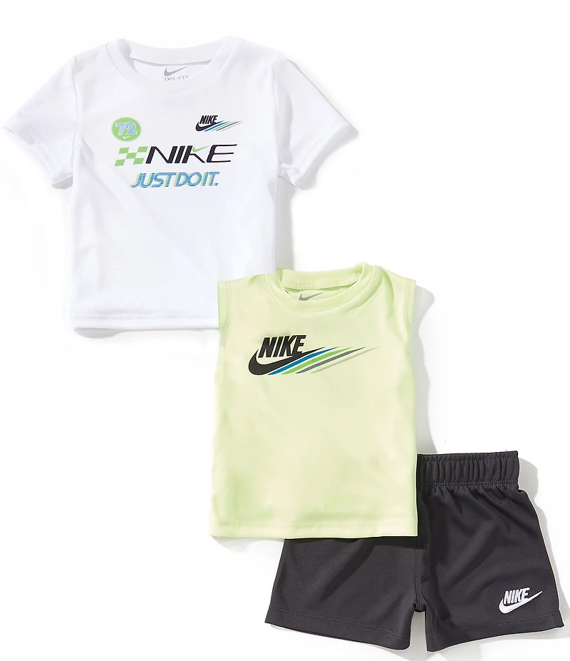 Nike Baby Boys Short Sleeve Ribbed Crewneck Victory Lap Tee & Tank & Shorts 3-Piece Set