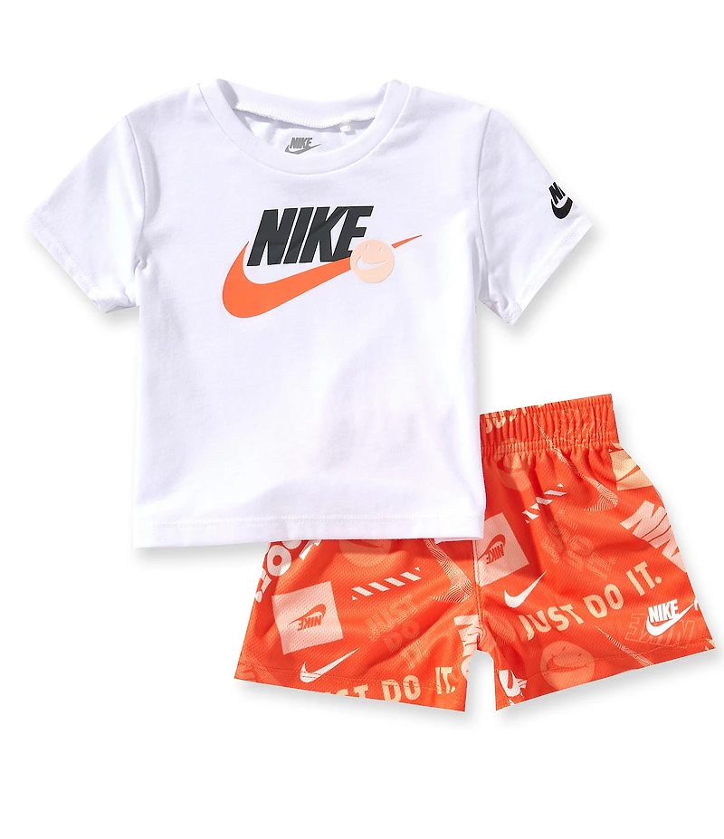 Nike Baby Boys Short Sleeve Zone 2 T-Shirt & Mixed-Media-Logo Shorts Set