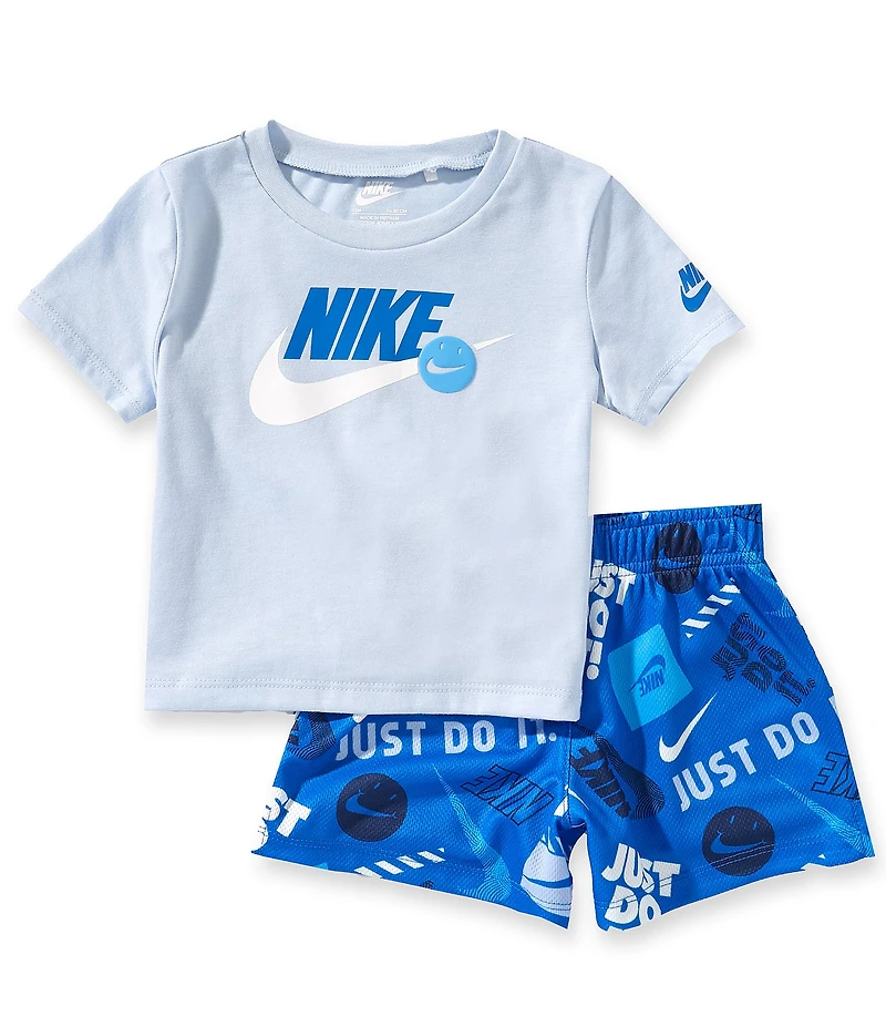 Nike Baby Boys Short Sleeve Zone 2 T-Shirt & Mixed-Media-Logo Shorts Set