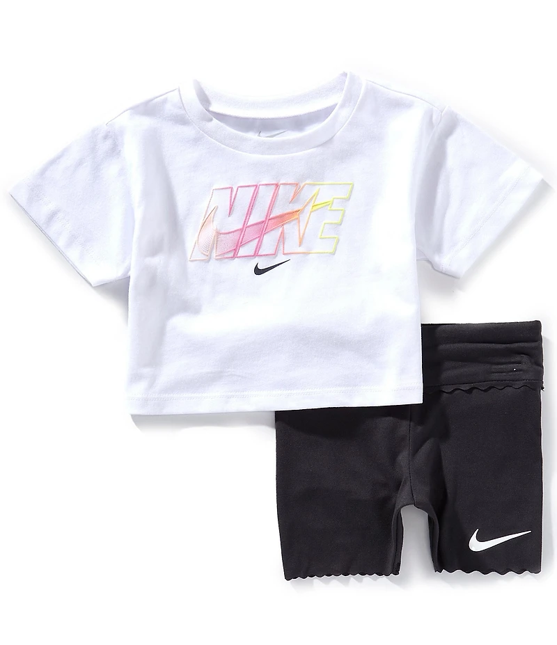 Nike Baby Girls Short Sleeve Logo-Detailed Graphic T-Shirt & Coordinating Shorts Set