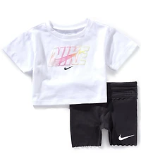 Nike Baby Girls Short Sleeve Logo-Detailed Graphic T-Shirt & Coordinating Shorts Set