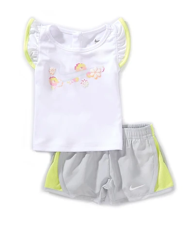 Nike Baby Girls Short Sleeve Ral Tempo Top & Colorblock Shorts Set