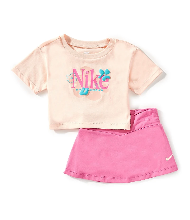 Nike Baby Girls Short Sleeve Wild Flower Crew Neck Top & Skort 2-Piece Set