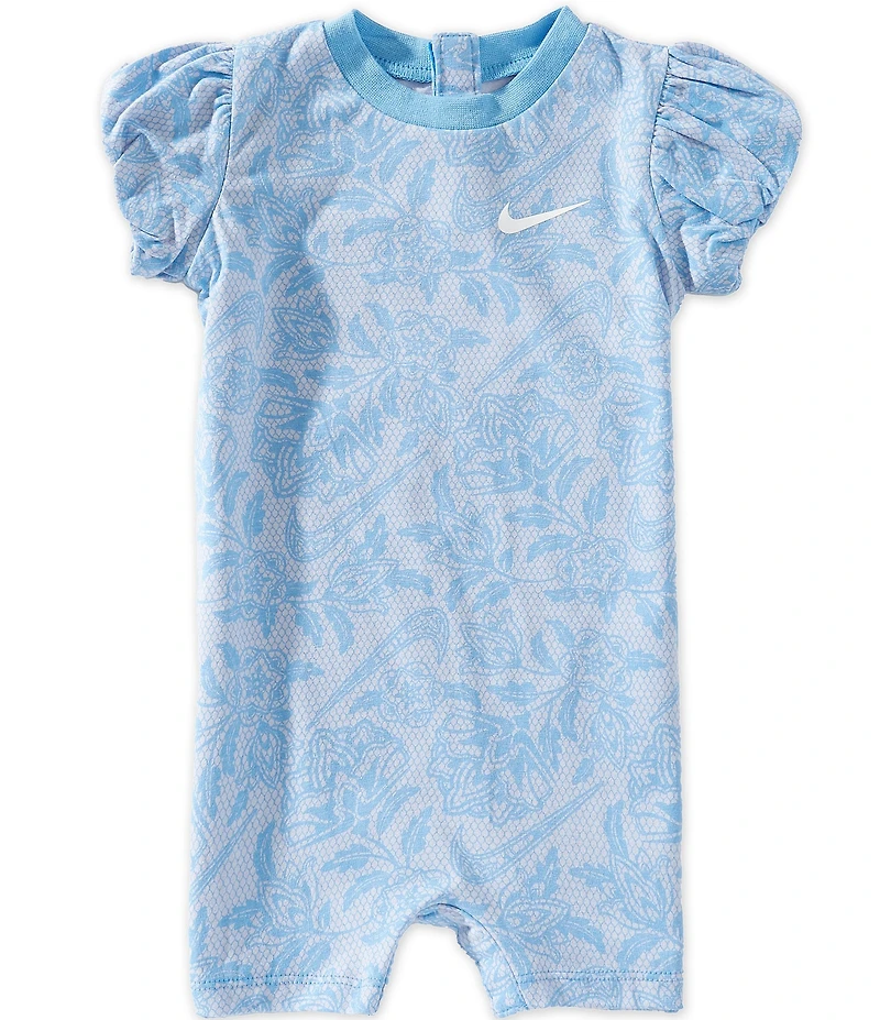 Nike Baby Girls Cotton Printed Short Puff Sleeve Lace It Up Shortall