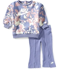 Nike Baby Girls Floral Camo Crewneck And Leggings Set