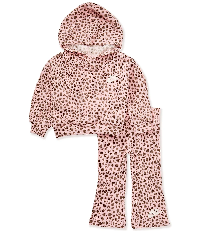 Nike Baby Girls Long-Sleeve Animal-Printed Hoodie & Matching Flared-Leg Leggings Set