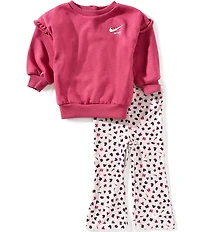 Nike Baby Girls Long Sleeve Top & Essentials All-Over Print Legging Femme Set