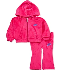 Nike Baby Girls Long-Sleeve Velour Hooded Jacket & Flared-Leg Jogger Pant Set
