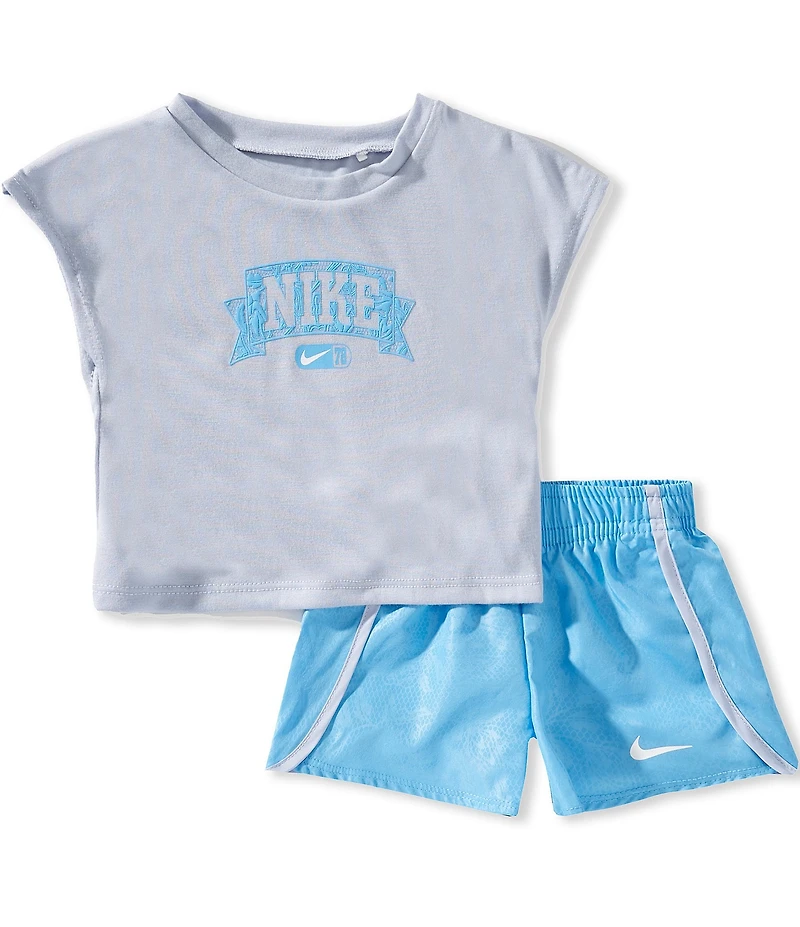 Nike Baby Girls Short Sleeve Print Fill T-Shirt & Lace It Up Sprinter Shorts 2-Piece Set