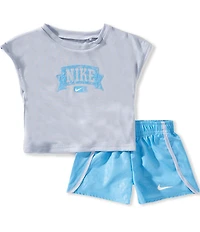 Nike Baby Girls Short Sleeve Print Fill T-Shirt & Lace It Up Sprinter Shorts 2-Piece Set
