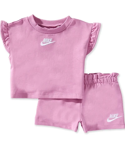 Nike Baby Girls Short Sleeves French Terry Tee & Shorts 2-Piece Set