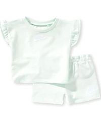 Nike Baby Girls Short Sleeves French Terry Tee & Shorts 2-Piece Set