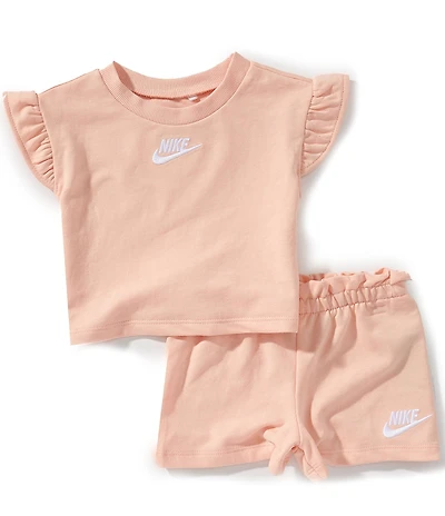 Nike Baby Girls Short Sleeves French Terry Tee & Shorts 2-Piece Set