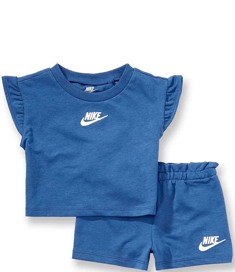 Nike Baby Girls Short Sleeves French Terry Tee & Shorts 2-Piece Set